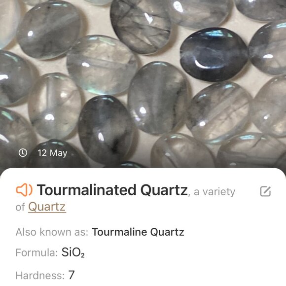 Genuine Grey Tourmalinated Quartz Short Necklace,Gemstone & Paw Print Heart Beat - Picture 13 of 14